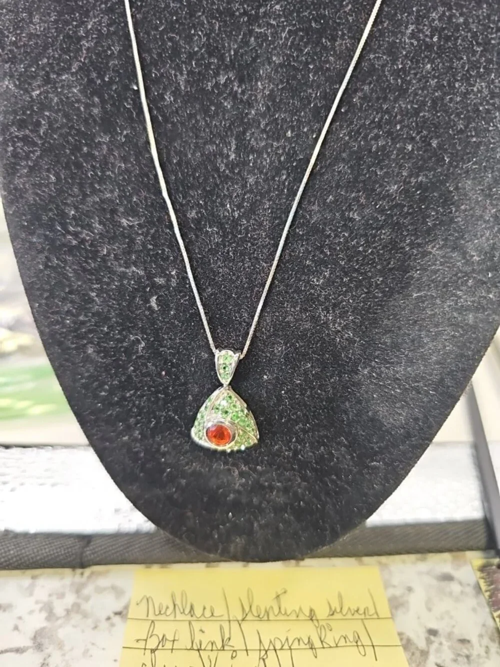 Necklace  .925 Sterling Silver Box  Link Spring Ring Clasp 16 Inches   Pendant